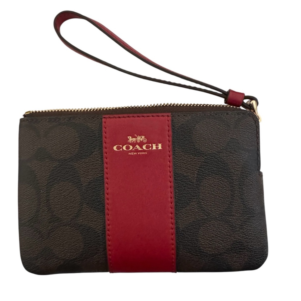 Coach Wristlet with Red and Brown Accents